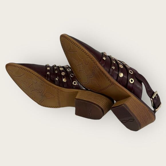 Vintage Havana Kira Deep Brown Sling-back Leather Shoes Booties 10 - Picture 10 of 11